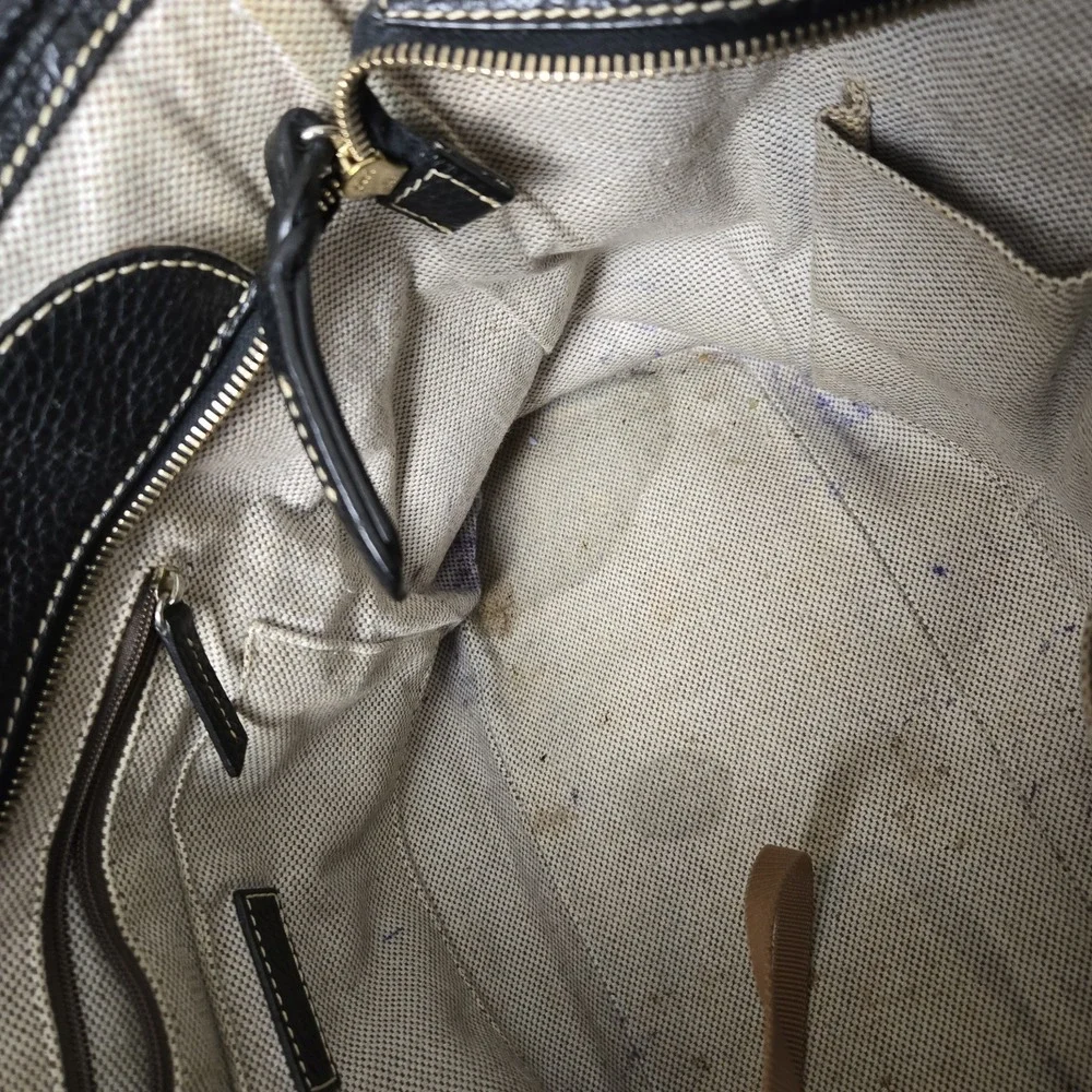 Dooney & Bourke Black Pebble Grain‎ Leather Davis Tassel Tote Bag Shopper